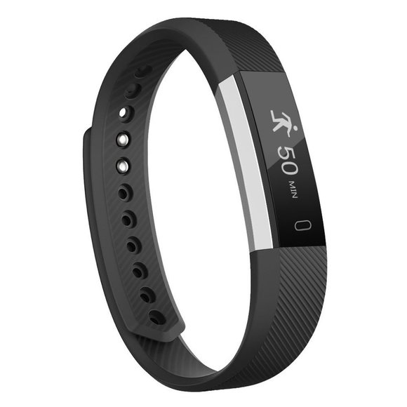 NEW MoreFit Fitness Tracker Black Silver Band Slim Smart Watch Wristband - Picture 1 of 6